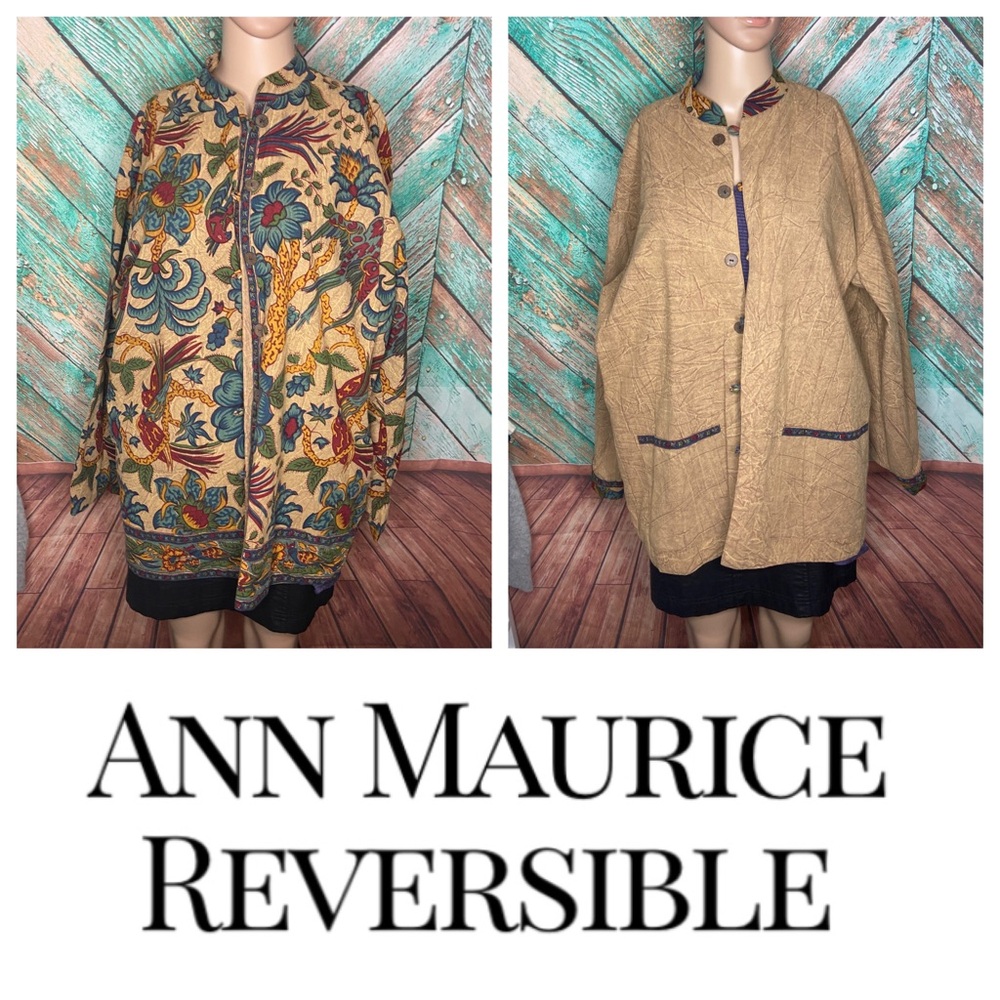 Reversible 100% Cotton Vintage Floral Print Ann Maurice Lightweight Jacket